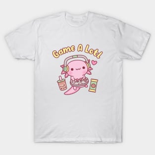 Cute Axolotl Gamer Game A Lotl Funny Pun T-Shirt